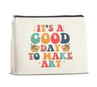 Makeup Bag Gifts for Artists Women, Art Lover Gifts Thank You Gifts for Art Painter Teacher Girls Sister Friends It's A Good Day To Make Art Zipper Cosmetic Bag Travel Toiletry Bag Pouch for Purse,