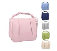 Makeup Bag Large Capacity Cosmetic Pouch Makeup Bag with Zipper Potable Make up Bag for Cosmetics Toiletry Accessories with Handle Toiletry Bag Travel Cosmetic Bags(Pink)(Pink)