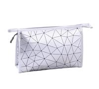 Makeup Bag, Large Capacity Makeup Bag - Cosmetic Bag with Wide Opening - Makeup Brush Organizer Water Resistant PU Leather for Lipstick Foundation, silver, riferimento alla descrizione, Please