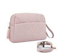 Makeup Bag, Large Capacity Makeup Bag,Makeup Organizer Case for Women - Compact Makeup Brush Organizer Water Resistant for Lipstick Foundation, Pink And White, Please refer to the description, Please