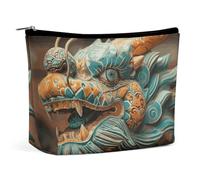 Makeup Bag Large Capacity Travel Makeup Bag PU Leather Cosmetic Bag for Women Ancient Chinese Dragon Toiletry Bag Portable Zipper Makeup Organizer, white, One size, white, One size