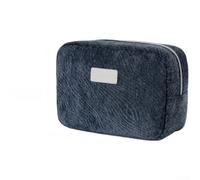 Makeup Bag Large Capacity Waterproof Travel Toiletry Pouch with Multi-Compartment for Cosmetics Storage - Black 22x9.5x15cm(Blue)