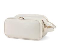 Makeup Bag Large Capacity with Compartments & Handle, PU Leather Travel Makeup Bag Waterproof, Cosmetic Bag Portable, Make Up Bag with Clear Divider for Women