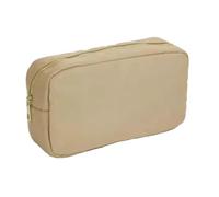 Makeup Bag Letter Patch Custom Travel Cosmetic Bag Personalized Nylon Pouch Toiletry Chenille Makeup Toiletries Girl(Khaki,L)