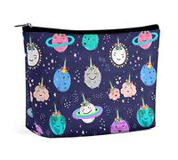 Makeup Bag Magic Unicorn Planet PU Leather Waterproof Cosmetic Bag for Purse/Makeup Pouch/Toiletry Bag Sun Cute Portable Travel Makeup Bag for Women