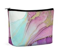 Makeup Bag Maroon Marble Blue PU Leather Waterproof Cosmetic Bag for Purse/Makeup Pouch/Toiletry Bag Bright Neon Portable Travel Makeup Bag for Women