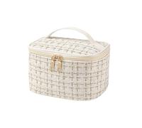 Makeup Bag, Open Flat Toiletry Organizer with Divider and Handle for Women, Travel Essential for Cosmetics and Personal Care