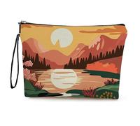 Makeup Bag Orange Twilight Printed Make Up Bag,Microfiber Cosmetic Bags,Toiletry Bags for Women,Personalized Small Make Up Bag,Travel Makeup Bag,Toiletry Bags,Coin Purse with Zipper