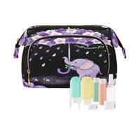 Makeup Bag Organizer I Will Remember You Purple Flower Waterproof Women's Coin Purse Wallet for Makeup Cosmetic