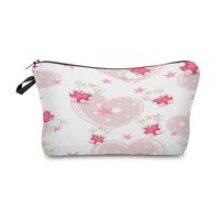 Makeup Bag Pink Hearts Printed Make Up Bag,Microfiber Cosmetic Bags,Toiletry Bags for Women,Personalized Small Make Up Bag,Travel Makeup Bag,Toiletry Bags,Coin Purse with Zipper 1 Piece