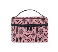 Makeup Bag, Pink Leopard Travel Makeup Organizer Bag Cosmetic Cases Toiletry Bags for Girl Women Ladies, Bats I8897, One size