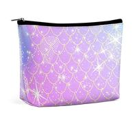 Makeup Bag Pink Magic Star Waterproof Cosmetic Bag for PurseGalaxy PU Leather Makeup Pouch with Zipper,Travel Toiletry Bag for Women