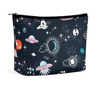 Makeup Bag Planet Space Galaxy PU Leather Waterproof Cosmetic Bag for Purse/Makeup Pouch/Toiletry Bag Star Zodiac Portable Travel Makeup Bag for Women