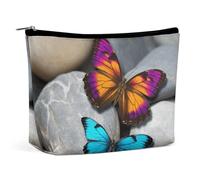Makeup Bag Portable Cosmetic Bag Colorful Butterfly Stone Toiletry Bag Makeup Organizer Case Large Capacity Zipper Pouch Travel Toiletry Pouch for Women Men