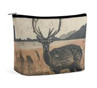 Makeup Bag Portable Cosmetic Bag Deer on The Island Toiletry Bag Makeup Organizer Case Large Capacity Zipper Pouch Travel Toiletry Pouch for Women Men
