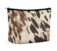 Makeup Bag Portable Cosmetic Bag Large Capacity Travel Makeup Bag Storage Bag Beautiful Tropical Sunrise on The Beach Printed Toiletry Bag Suitable for Women And Girls, Cow Printed, One Size