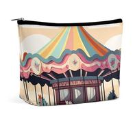 Makeup Bag Portable Cosmetic Bag Large Capacity Travel Makeup Bag Storage Bag Bunny Rosette Printed Toiletry Bag Suitable for Women And Girls, Carousel, One Size