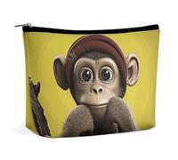 Makeup Bag Portable Cosmetic Bag Large Capacity Travel Makeup Bag Storage Bag Cat on Blanket Printed Toiletry Bag Suitable for Women And Girls, Curious monkey, One Size