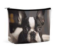 Makeup Bag Portable Cosmetic Bag Large Capacity Travel Makeup Bag Storage Bag Colorful Flip Flops Beach Ball Printed Toiletry Bag Suitable for Women And Girls, Cute Boston Terrier, One Size