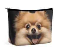 Makeup Bag Portable Cosmetic Bag Large Capacity Travel Makeup Bag Storage Bag Happy Easter Eggs Bunny Tail Printed Toiletry Bag Suitable for Women And Girls, Happy short-haired pomeranian, One Size