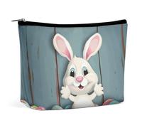 Makeup Bag Portable Cosmetic Bag Large Capacity Travel Makeup Bag Storage Bag Happy Easter Eggs Bunny Tail Printed Toiletry Bag Suitable for Women And Girls, Happy Easter Eggs Bunny Tail, One Size
