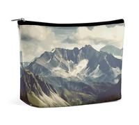 Makeup Bag Portable Cosmetic Bag Large Capacity Travel Makeup Bag Storage Bag Maple Leaves in The Sun Printed Toiletry Bag Suitable for Women And Girls, Mountains Scenery, One Size