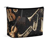 Makeup Bag Portable Cosmetic Bag Large Capacity Travel Makeup Bag Storage Bag Maple Leaves in The Sun Printed Toiletry Bag Suitable for Women And Girls, Musical Instruments, One Size