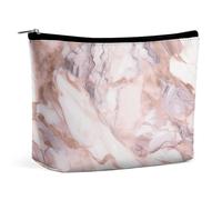 Makeup Bag Portable Cosmetic Bag Large Capacity Travel Makeup Bag Storage Bag New York City Printed Toiletry Bag Suitable for Women And Girls, White Marble Pattern, One Size
