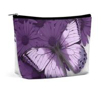 Makeup Bag Portable Cosmetic Bag Large Capacity Travel Makeup Bag Storage Bag New York City Printed Toiletry Bag Suitable for Women And Girls, Purple Butterfly, One Size
