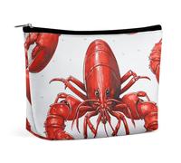 Makeup Bag Portable Cosmetic Bag Large Capacity Travel Makeup Bag Storage Bag Red And Black Rose Printed Toiletry Bag Suitable for Women And Girls, Red Lobster Print, One Size