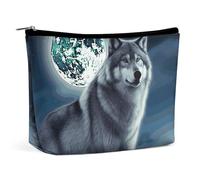 Makeup Bag Portable Cosmetic Bag Large Capacity Travel Makeup Bag Storage Bag Two Little Cute Rabbits Printed Toiletry Bag Suitable for Women And Girls, wolf under moon, One Size