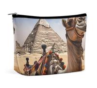 Makeup Bag Portable Cosmetic Bag Native American Toiletry Bag Makeup Organizer Case Large Capacity Zipper Pouch Travel Toiletry Pouch for Women Men, Pyramid Camel, One Size, Art Deco
