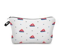 Makeup Bag Red Sailboat Printed Make Up Bag,Microfiber Cosmetic Bags,Toiletry Bags for Women,Personalized Small Make Up Bag,Travel Makeup Bag,Toiletry Bags,Coin Purse with Zipper 2 Piece