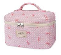 Makeup Bag Set, Quilted Makeup Bag, Large Floral Cosmetic Bag for Women, Cute Cotton Makeup Bags, Flower Travel Toiletry Organizer Bag, Pink Butterfly 2, Pink Rose