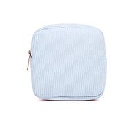 Makeup Bag - ShiningUU Blue Corduroy Small Make up Bag, Cosmetic Pouch for Handbag, Purse, Toiletry & Wash Bag, Compact Beauty Bag for Women, Period Bags for Teenage Girls, Sanitary Pad Storage Bag