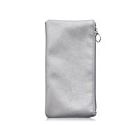 Makeup Bag Silver PU Leather Cosmetic Pouch Zippered for Travel | Lightweight Zip Closure, Quick Access Insert for Handbag Use, Suits Students and Makeup Enthusiasts