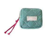 Makeup Bag Small | Portable Lipstick Napkins Storage Pouch | Portable Square Checkered Cosmetic Case Traveling Bag for Car Key Earphone Coin, Green, Refer to description, Unisex