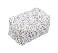 Makeup Bag Storage Organizer Floral Puffy Quilted Makeup Bag Flower Printed Cosmetic Pouch Large Travel Cosmetic Bag Makeup Accessory Make Up Bag(Purple)