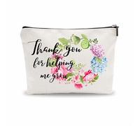 Makeup Bag Thank You Gift, Floral Thank You For Helping Me Grow, Mother's Day Travel Bag, Toiletry Bag For Grandma, Teacher's Day Gift, Christmas, Women Accessories - (A011), multicolor