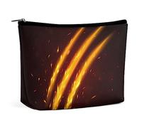 Makeup Bag Three Burning Cut Tracks Waterproof Cosmetic Bag for Purse Fiery Animal Claw PU Leather Makeup Pouch with Zipper,Travel Toiletry Bag for Women