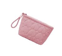 Makeup Bag Toiletry Bag Heart Quilted Makeup Pouch, B | Portable Zip Case with Wrist Loop, Padded Organizer for Skincare Minis, Trips, Workdays
