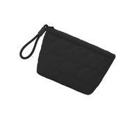 Makeup Bag Toiletry Bag Heart Quilted Makeup Pouch, Black | Portable Zip Case with Wrist Loop, Padded Organizer for Skincare Minis, Trips, Workdays