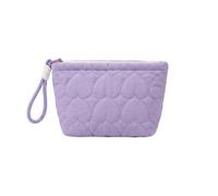 Makeup Bag Toiletry Bag Heart Quilted Makeup Pouch, Purple | Portable Zip Case with Wrist Loop, Padded Organizer for Skincare Minis, Trips, Workdays