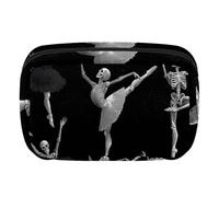 Makeup Bag Travel Cosmetic Bag for Women, Large Capacity Makeup Organizer Case Wide-Open Pouch Purse, Toiletries Accessories Brushes, Ballet Dancing Skeleton