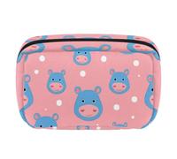 Makeup Bag Travel Cosmetic Bag for Women, Large Capacity Makeup Organizer Case Wide-Open Pouch Purse, Toiletries Accessories Brushes, Hippos