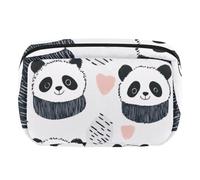 Makeup Bag Travel Cosmetic Bag for Women, Large Capacity Makeup Organizer Case Wide-Open Pouch Purse, Toiletries Accessories Brushes, Doodle Pandas