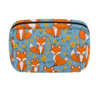 Makeup Bag Travel Cosmetic Bag for Women, Large Capacity Makeup Organizer Case Wide-Open Pouch Purse, Toiletries Accessories Brushes, Foxes Floral