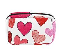 Makeup Bag Travel Cosmetic Bag for Women, Large Capacity Makeup Organizer Case Wide-Open Pouch Purse, Toiletries Accessories Brushes, Hearts Love