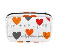 Makeup Bag Travel Cosmetic Bag for Women, Large Capacity Makeup Organizer Case Wide-Open Pouch Purse, Toiletries Accessories Brushes, Heart Beat