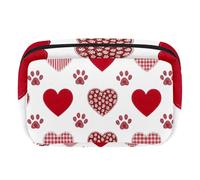 Makeup Bag Travel Cosmetic Bag for Women, Large Capacity Makeup Organizer Case Wide-Open Pouch Purse, Toiletries Accessories Brushes, Dogs Paw Hearts